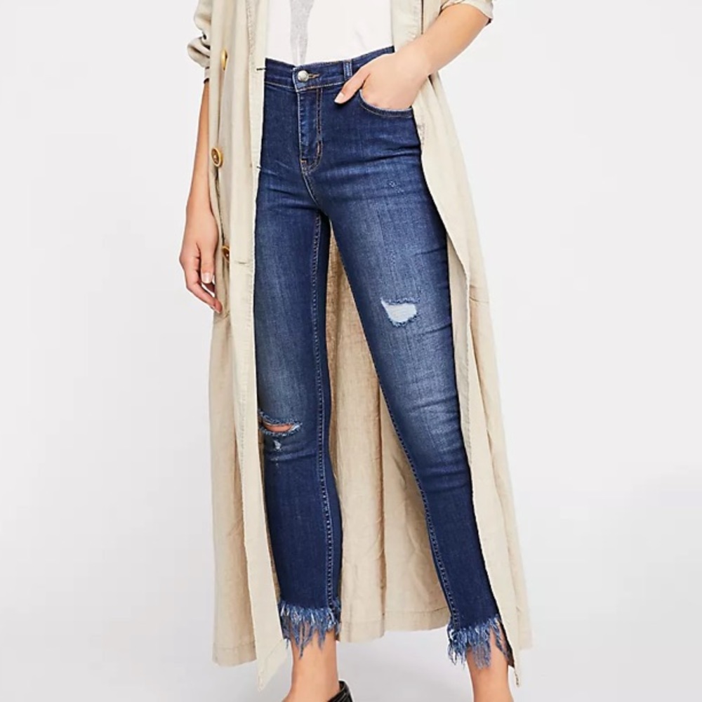 Free People Great Heights Skinny Frayed Jeans
